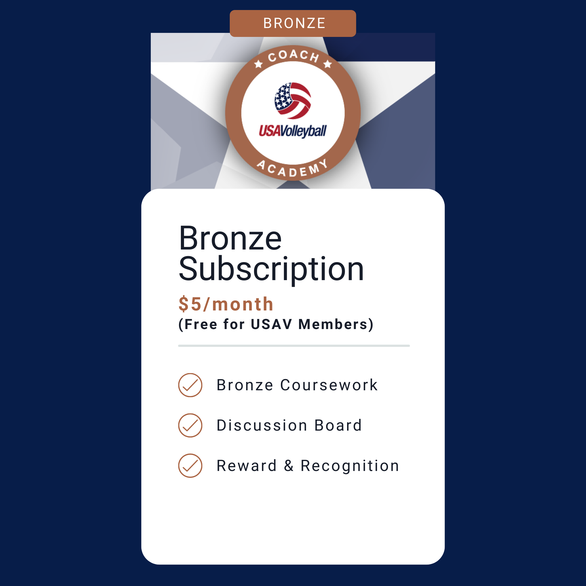 USA Volleyball Coach Academy Monthly Bronze Subscription USA